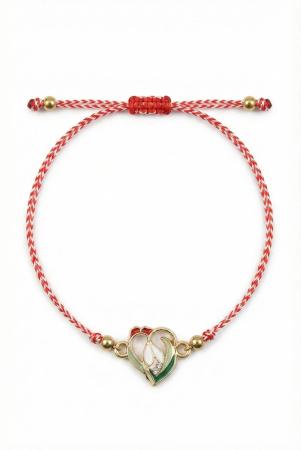 Set 12 bratari martisor cu ghiocel stilizat, snur rosu alb, ambalate individual [1]