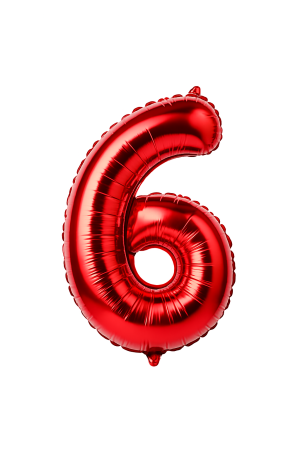 Accesorii pentru petrecere Engros - Balon folie cifra 6 rosu, 35 cm, pentru aniversari si petreceri, 1 buc