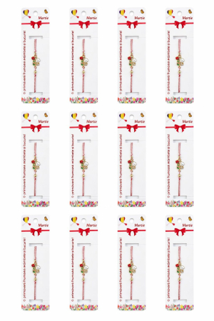 Set 12 bratari martisor cu ghiocel si buburuza, snur rosu alb, ambalate individual [4]