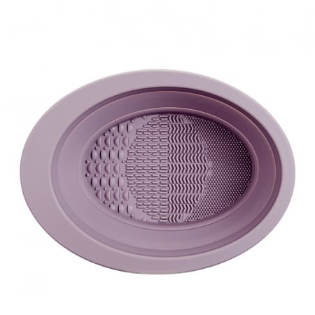 Ingrijire personala si cosmetice Engros - Accesoriu din silicon pentru curatarea accesoriilor makeup, pensule, buretei, 14.5 x 11,5 cm, 2 moduri de utilizare, pliabil, mov