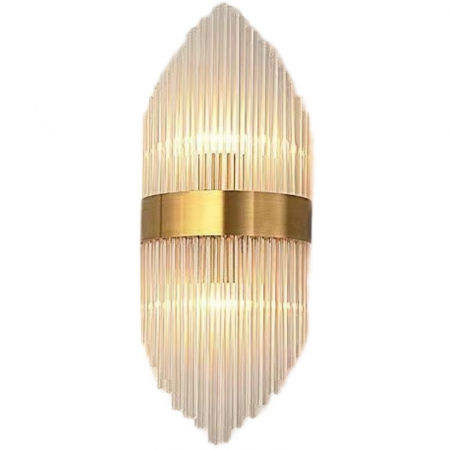 Corpuri si surse de Iluminat Engros - Aplica de Perete, , pentru Interior, din Otel Inoxidabil si Sticla, LED, Auriu, 45x18 cm