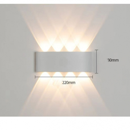 Aplica pentru Perete, , Interior/Exterior, Rezistenta la Umezeala IP65, 8 W, Lumina Calda, Aluminiu, 22x8 cm, Alb [2]