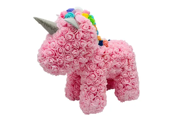 Aranjamente florale Engros - Aranjament floral Unicorn din Săpun,ROZ, 38x38 cm – Eleganță și Magie în Cadoul Perfect,  