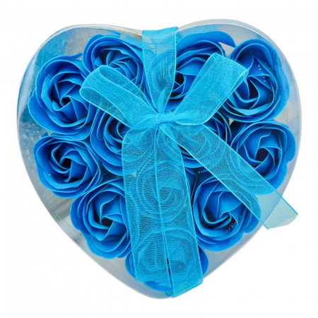 AranjamentInimioara cu 12 Trandafiri de sapun,albastru, 12×11×4cm  [2]