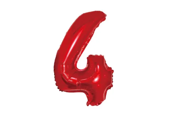 Articole pentru Casa Engros - Balon Cifra 4 Folie Metalizata Rosu 35cm – Perfect pentru Petreceri si Evenimente, 