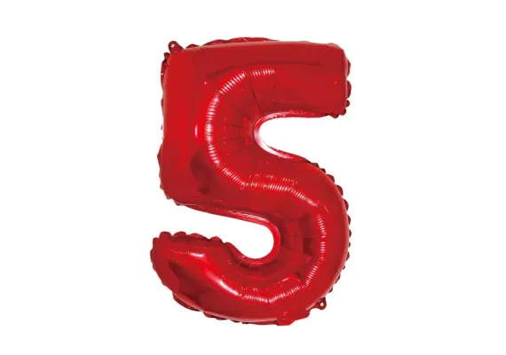 Articole pentru Casa Engros - Balon Cifra 5 Folie Metalizata Rosu 35cm – Ideal pentru Petreceri si Evenimente, 