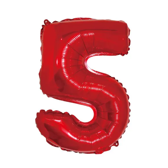 Balon Cifra 5 Folie Metalizata Rosu 35cm – Ideal pentru Petreceri si Evenimente,  [1]