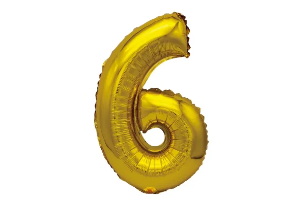 Articole pentru Casa Engros - Balon Cifra 6 din Folie Metalizata, Auriu, 35cm – Decor Festiv pentru Petreceri si Evenimente, 