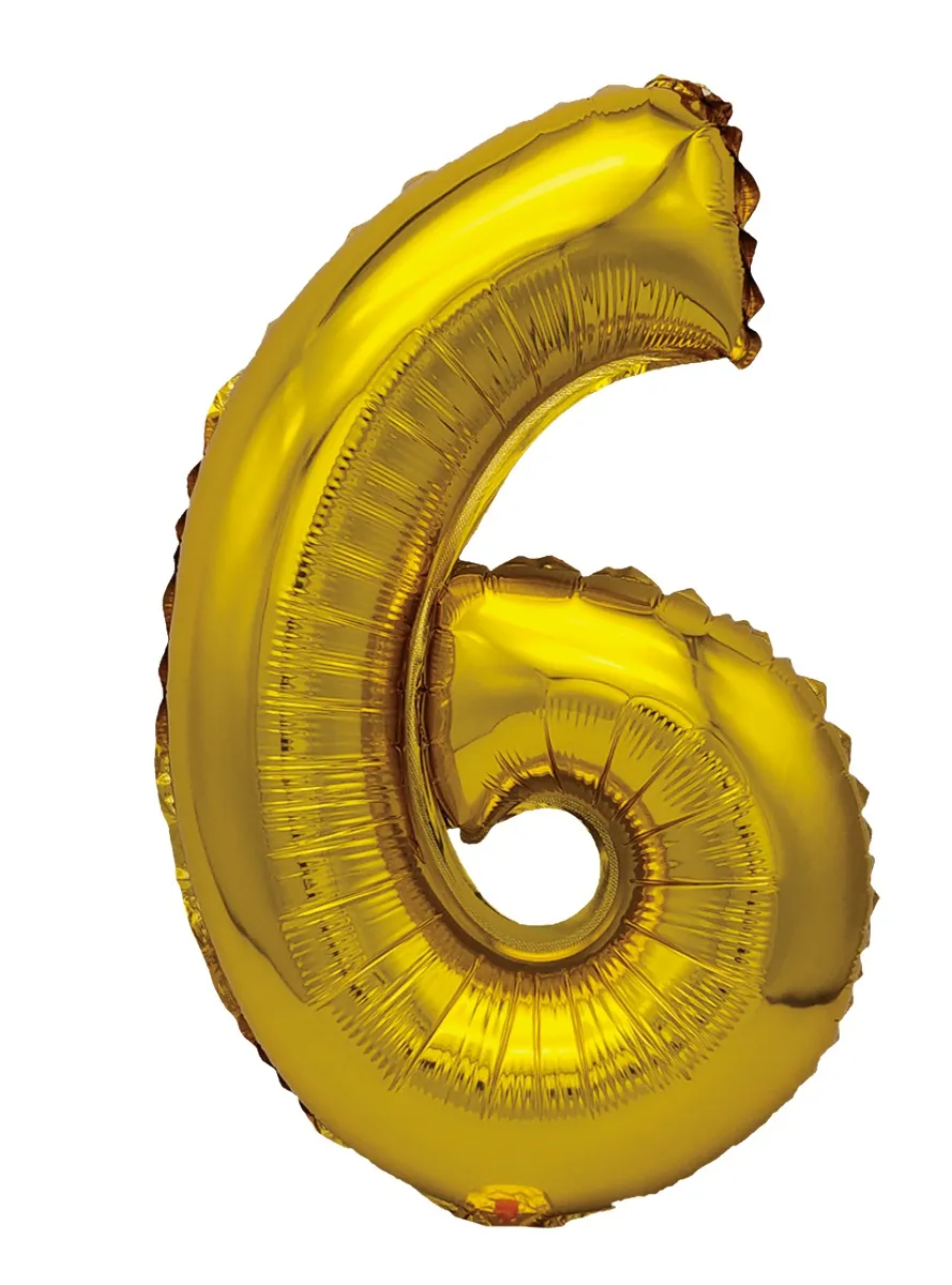 Balon Cifra 6 din Folie Metalizata, Auriu, 35cm – Decor Festiv pentru Petreceri si Evenimente,  [1]