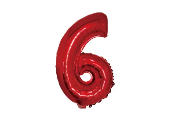 Articole pentru Casa Engros - Balon Cifra 6 din Folie Metalizata, Rosu, 35cm – Decor Ideal pentru Petreceri si Evenimente Speciale, 