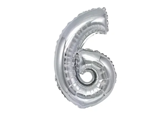 Articole pentru Casa Engros - Balon Cifra 6 Folie Metalizata Argintiu 35cm,  – Ideal pentru Decoruri de Petrecere, 