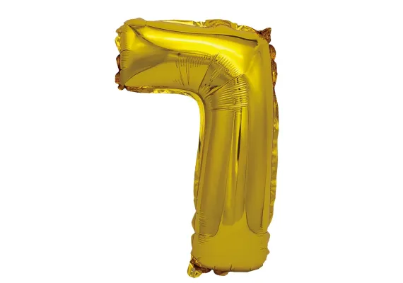 Articole pentru Casa Engros - Balon cifra 7 din folie metalizata auriu, 35 cm, decor festiv pentru petreceri si aniversari – 