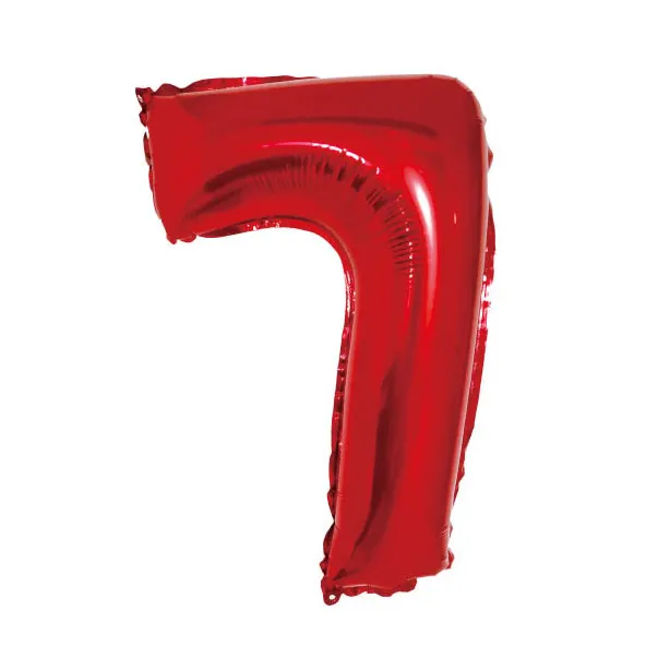 Balon cifra 7 din folie metalizata, rosie, 35 cm, decor festiv pentru petreceri si aniversari,  [1]