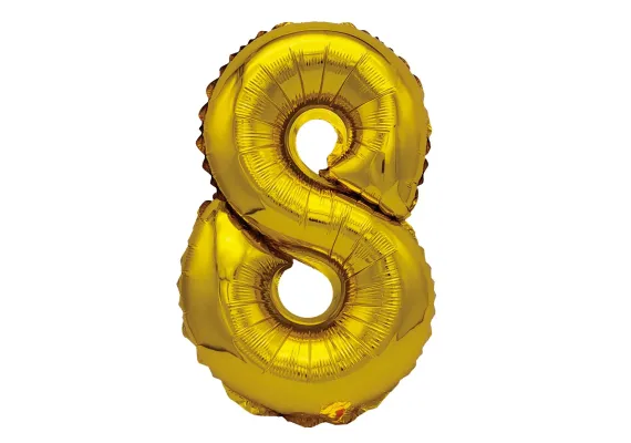 Articole pentru Casa Engros - Balon cifra 8 din folie metalizata auriu, 35 cm, decor festiv pentru petreceri si aniversari – 
