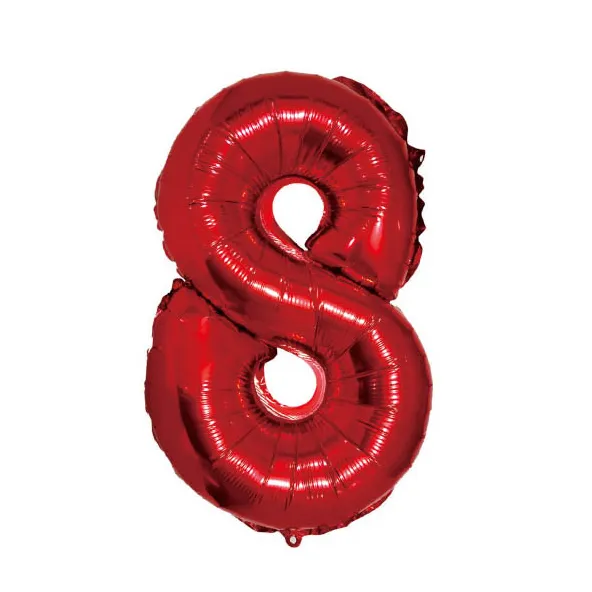 Balon decorativ cifra 8 din folie metalizata rosu, 35 cm, ideal pentru decor aniversar si evenimente speciale –  [1]