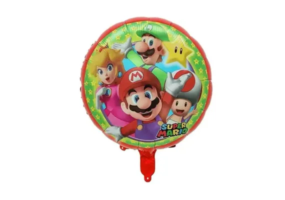 Articole pentru Casa Engros - Balon folie metalizata 44.5x50cm cu figurine animate si bat pentru sustinere – decor aniversare copii, 