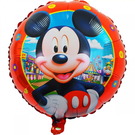 Balon folie metalizata 44.5x50cm cu soricelul dragalas si bat pentru sustinere – decor petrecere copii, aniversare tematica,  [1]