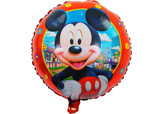 Articole pentru Casa Engros - Balon folie metalizata 44.5x50cm cu soricelul dragalas si bat pentru sustinere – decor petrecere copii, aniversare tematica, 