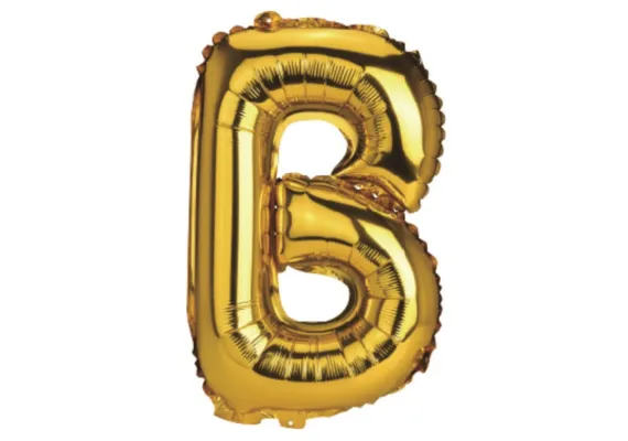 Articole pentru Casa Engros - Balon Litera B din Folie Metalizata Auriu 35 cm – Accesoriu Stralucitor pentru Decoruri Festive 