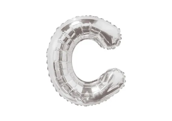 Articole pentru Casa Engros - Balon Litera C din Folie Metalizata Argintiu 35 cm – Decor Stralucitor pentru Petreceri si Evenimente 