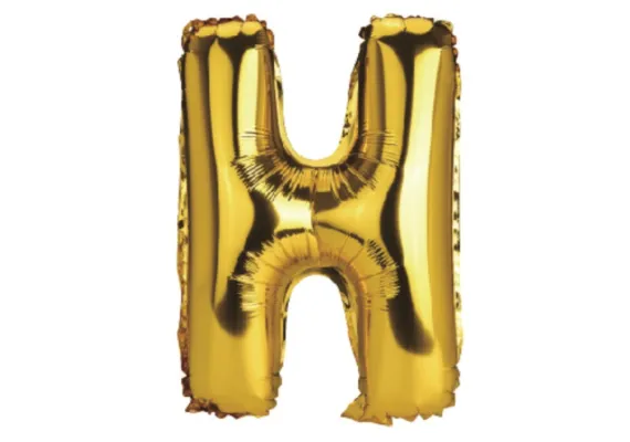 Articole pentru Casa Engros - Balon Litera H din Folie Metalizata Auriu 35 cm – Decor Stralucitor pentru Petreceri si Evenimente 