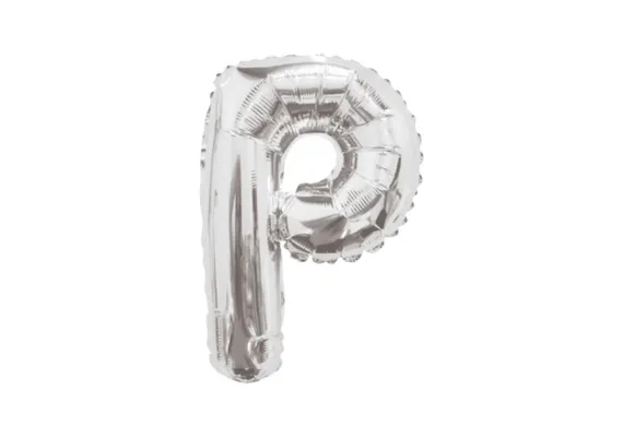 Articole pentru Casa Engros - Balon Litera P din Folie Metalizata Argintiu 35 cm – Decor pentru Petreceri si Evenimente 