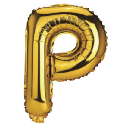 Balon Litera P din Folie Metalizata Auriu 35 cm – Decor Elegant pentru Petreceri si Evenimente  [1]