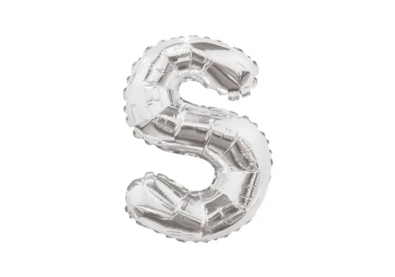 Articole pentru Casa Engros - Balon Litera S din Folie Metalizata Argintiu 35 cm – Decor pentru Petreceri si Evenimente 