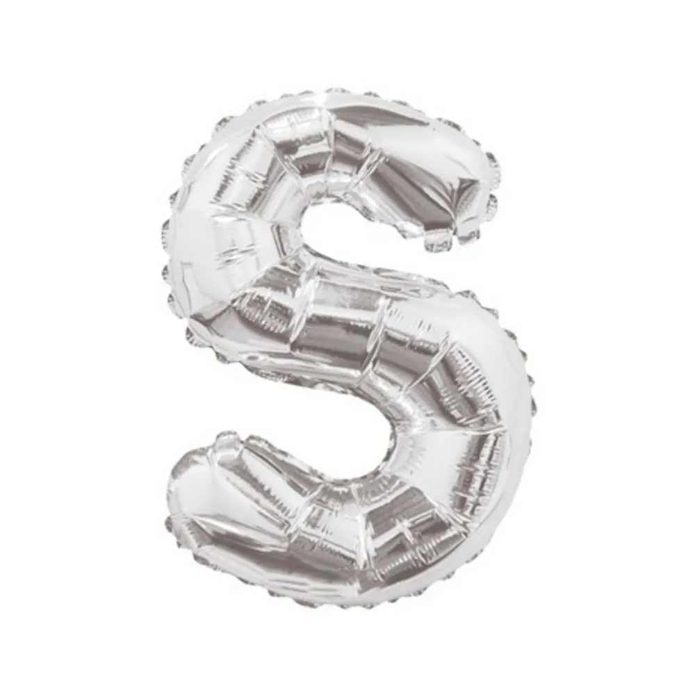 Balon Litera S din Folie Metalizata Argintiu 35 cm – Decor pentru Petreceri si Evenimente  [1]