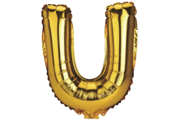 Articole pentru Casa Engros - Balon Litera U din Folie Metalizata Auriu 35 cm – Decor Elegant pentru Petreceri si Evenimente 