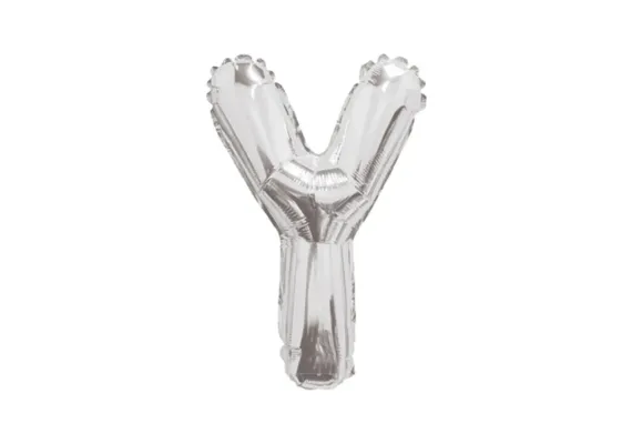 Articole pentru Casa Engros - Balon Litera Y din Folie Metalizata Argintiu 35 cm – Decor Festiv pentru Petreceri si Evenimente 