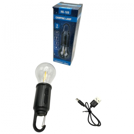 Bec portabil LED 3W cu incarcare rapida USB Type-C – autonomie 24h, 220V, soclu E27, lumina calda, clasa A, plastic durabil,  [1]