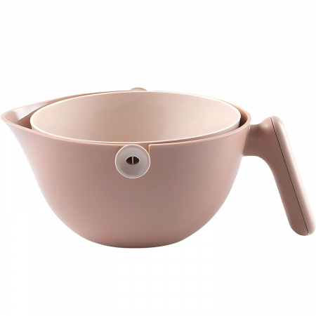 Articole pentru Casa Engros - Bol cu Doua Straturi, , pentru Fructe, Legume, cu Cos de Scurgere a Apei, 2L, din ABS+PP, 29.9 x 22.5 x 11.8 cm, Maro