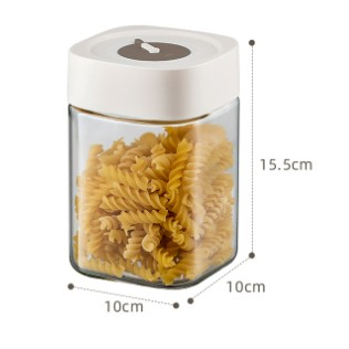 Articole pentru Casa Engros - Borcan din Sticla de Inalta Calitate, , Capac Ermetic, Uz Casnic, Depozitarea Condimentelor sau a Alimentelor Umede si Uscate, 1000 mL, 10x10x15.5 cm, Alb