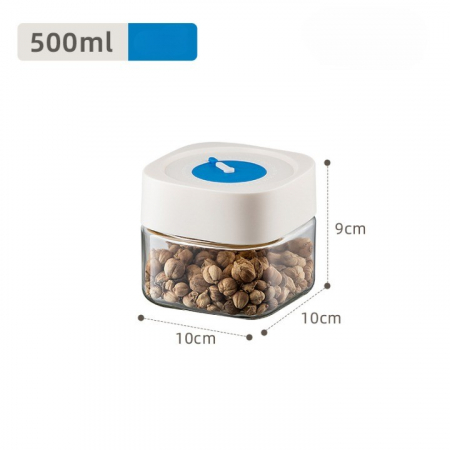 Borcan din Sticla de Inalta Calitate, , Capac Ermetic, Uz Casnic, Depozitarea Condimentelor sau a Alimentelor Umede si Uscate, 500 mL, 10x10x9 cm, Alb [1]