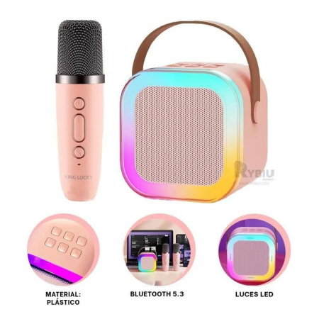 Boxa karaoke portabila, cu microfon wireless, USB, SD card, diverse culori, 14×12.5×7cm  [2]