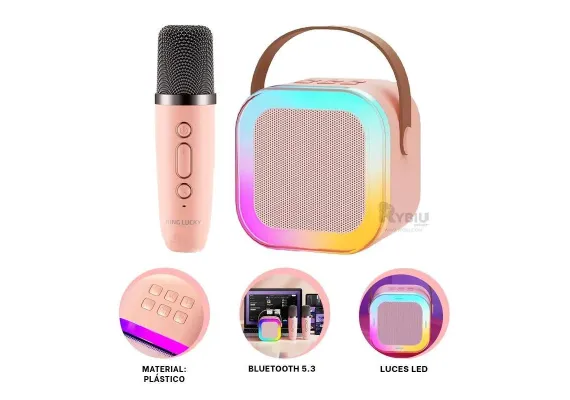 Electronice, Auto & Telefoane Engros - Boxa karaoke portabila, cu microfon wireless, USB, SD card, diverse culori, 14×12.5×7cm 