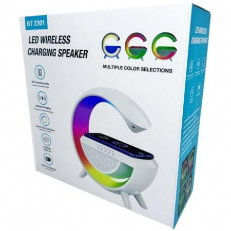 Boxa multifunctionala BT2301, incarcare wireless, ceas digital, led, radio, 25×24×8.5cm  [3]