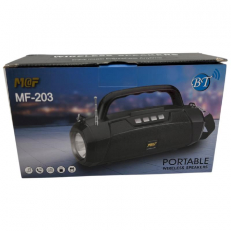 Boxa portabila Bluetooth MF-203 LED, 2x5W, baterie 1200mAh, radio FM, TF, AUX, USB, negru, difuzoare 52mm,  [7]