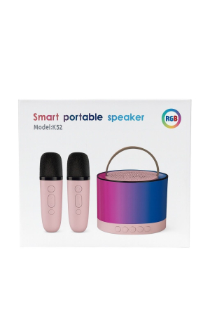 Boxa Portabila Karaoke K52 cu Microfon Wireless – Lumini RGB Bluetooth USB SD Albastra [1]