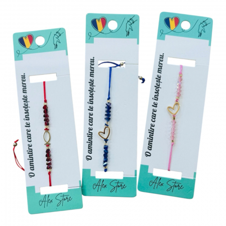 Bratara cu margele colorate si inima aurie – accesoriu delicat cu snur reglabil, pentru femei si fete,  [1]