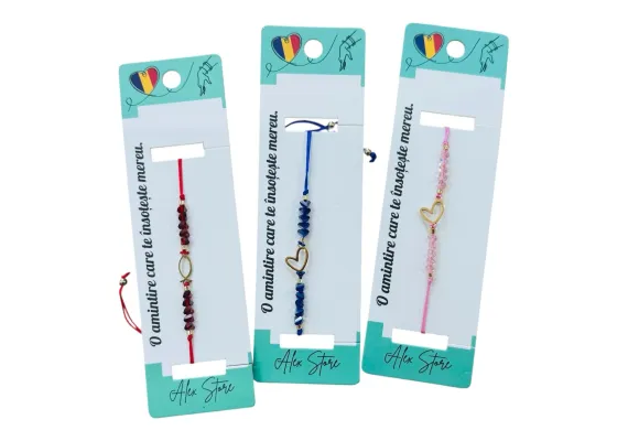Haine si accesorii Engros - Bratara cu margele colorate si inima aurie – accesoriu delicat cu snur reglabil, pentru femei si fete, 