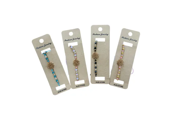 Haine si accesorii Engros - Bratara cu margele si pandantiv floare aurie – accesoriu elegant pentru femei, in culori combinate, 