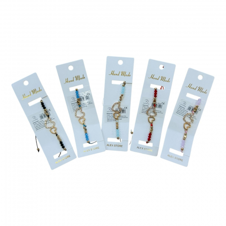 Bratara cu margele si pandantiv inima aurie – model elegant cu snur reglabil, accesoriu simbolic pentru femei si fete,  [1]