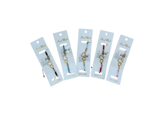 Bacanie Engros - Bratara cu margele si pandantiv inima aurie – model elegant cu snur reglabil, accesoriu simbolic pentru femei si fete, 