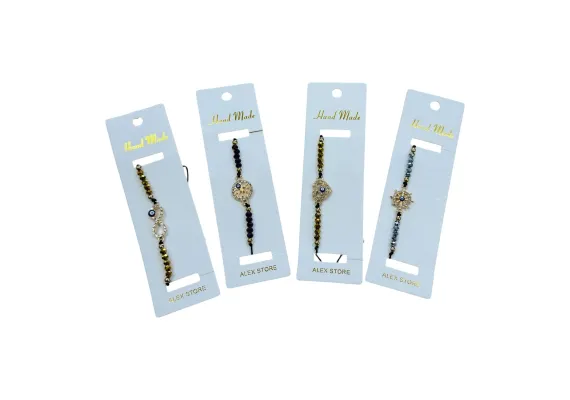 Haine si accesorii Engros - Bratara cu margele si simbol protectie – design elegant, culori combinate, accesoriu dama, 