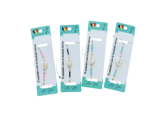 Haine si accesorii Engros - Bratara cu scoica decorativa si margele subtiri colorate – accesoriu de vara in stil minimalist pentru femei si fete, 