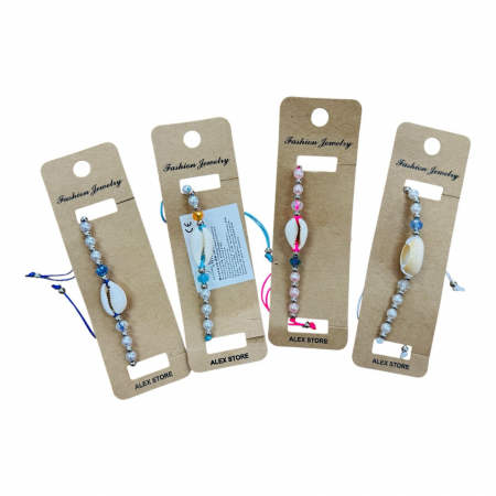 Bratara cu scoica decorativa si margelute sidefate – accesoriu delicat de vara cu snur reglabil, pentru femei si fete,  [1]