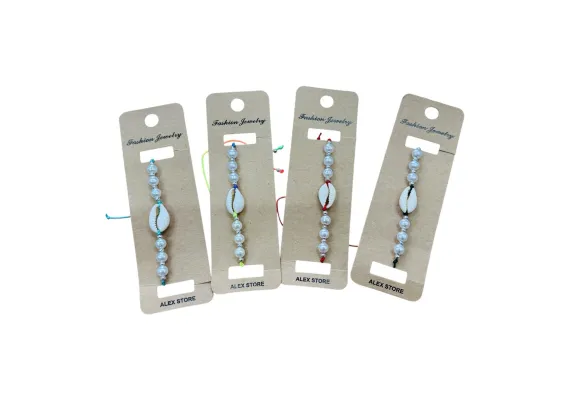 Haine si accesorii Engros - Bratara cu scoica naturala si margelute sidefate – model de vara, accesoriu delicat pentru femei si fete, 