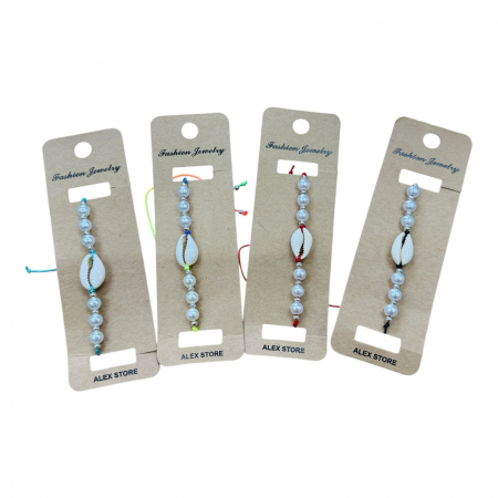 Bratara cu scoica naturala si margelute sidefate – model de vara, accesoriu delicat pentru femei si fete,  [1]
